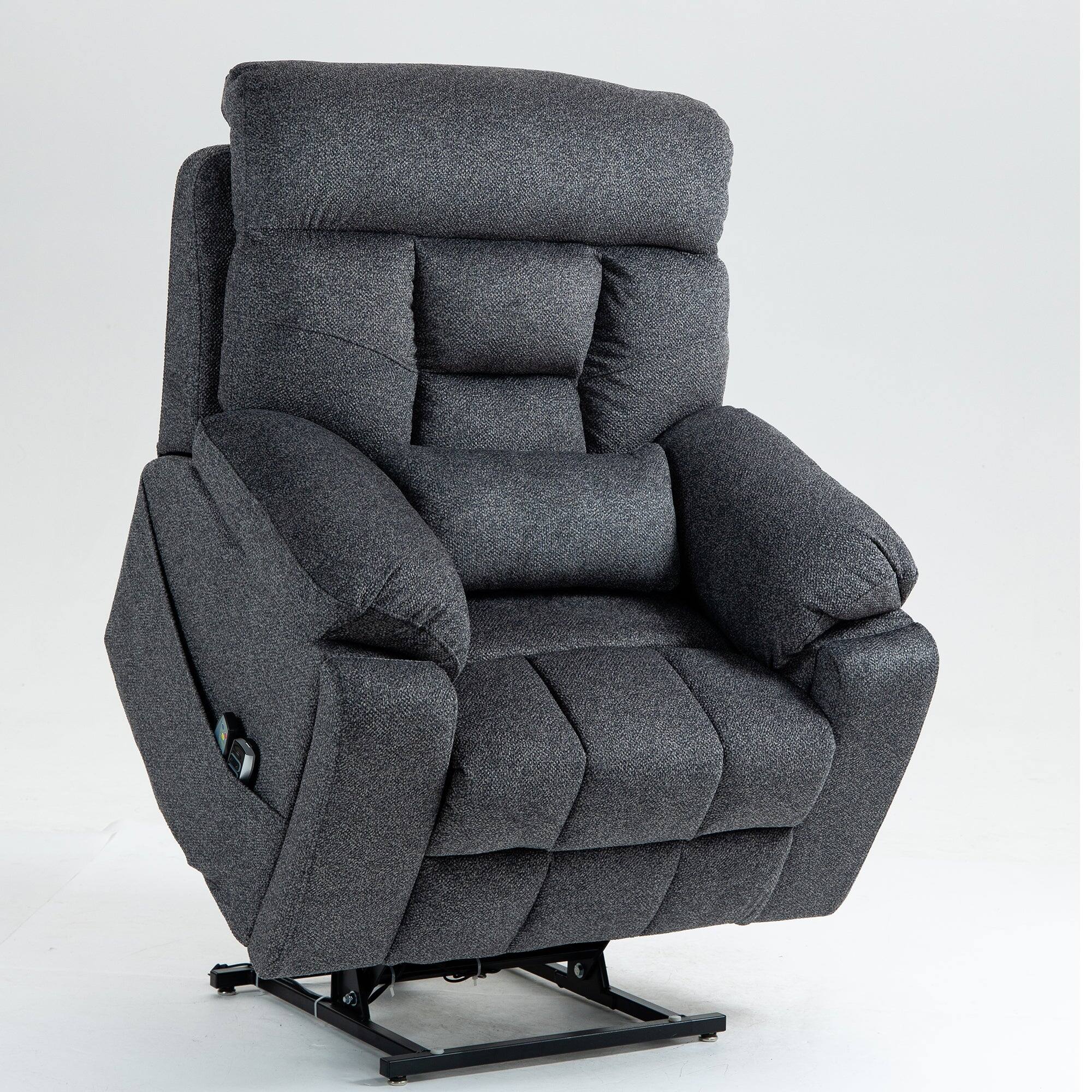 Alt View 1. Boyel Living - Oversized Elderly Electric Lift Chair 4 OKIN Motor 180° Flat Heat Massage 2 Remote 2 Cup Holder 2 Pocket - GREY.