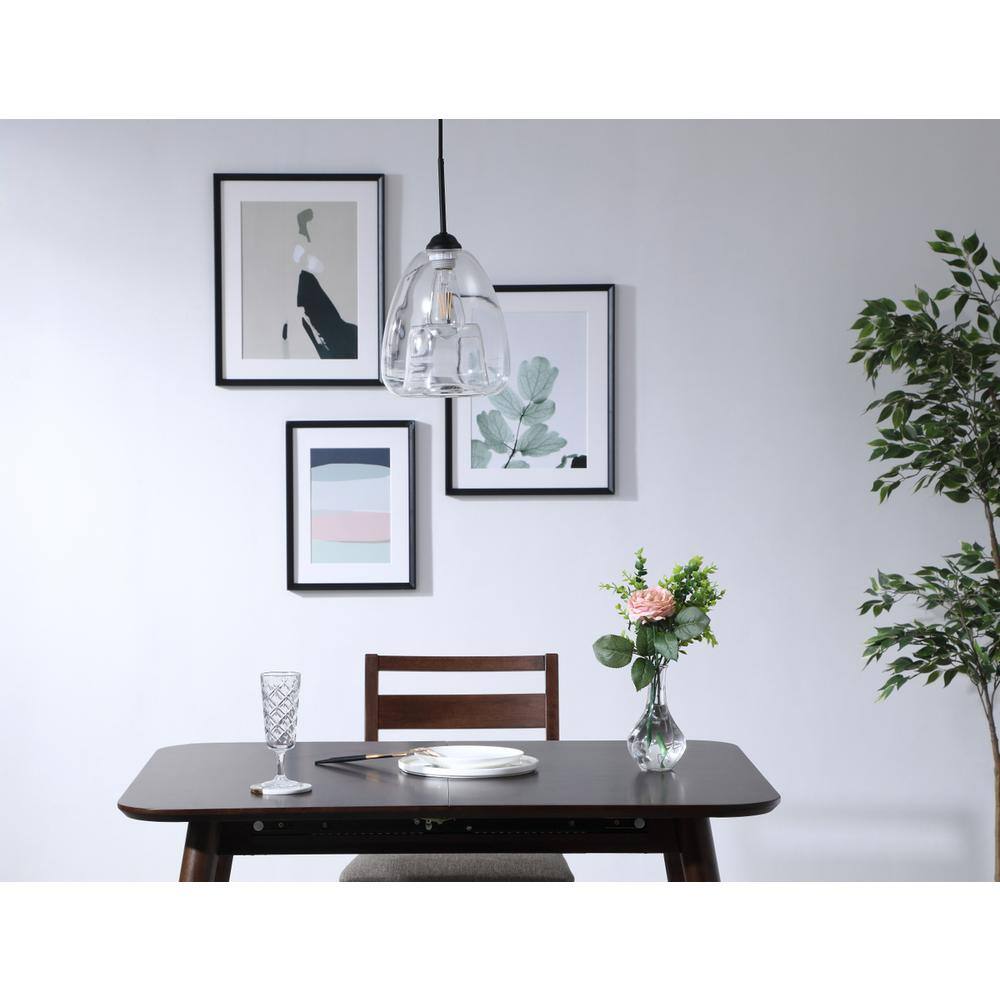 Left. Living District - Kason 1 light Black and Clear glass pendant - Black And Clear Glass.