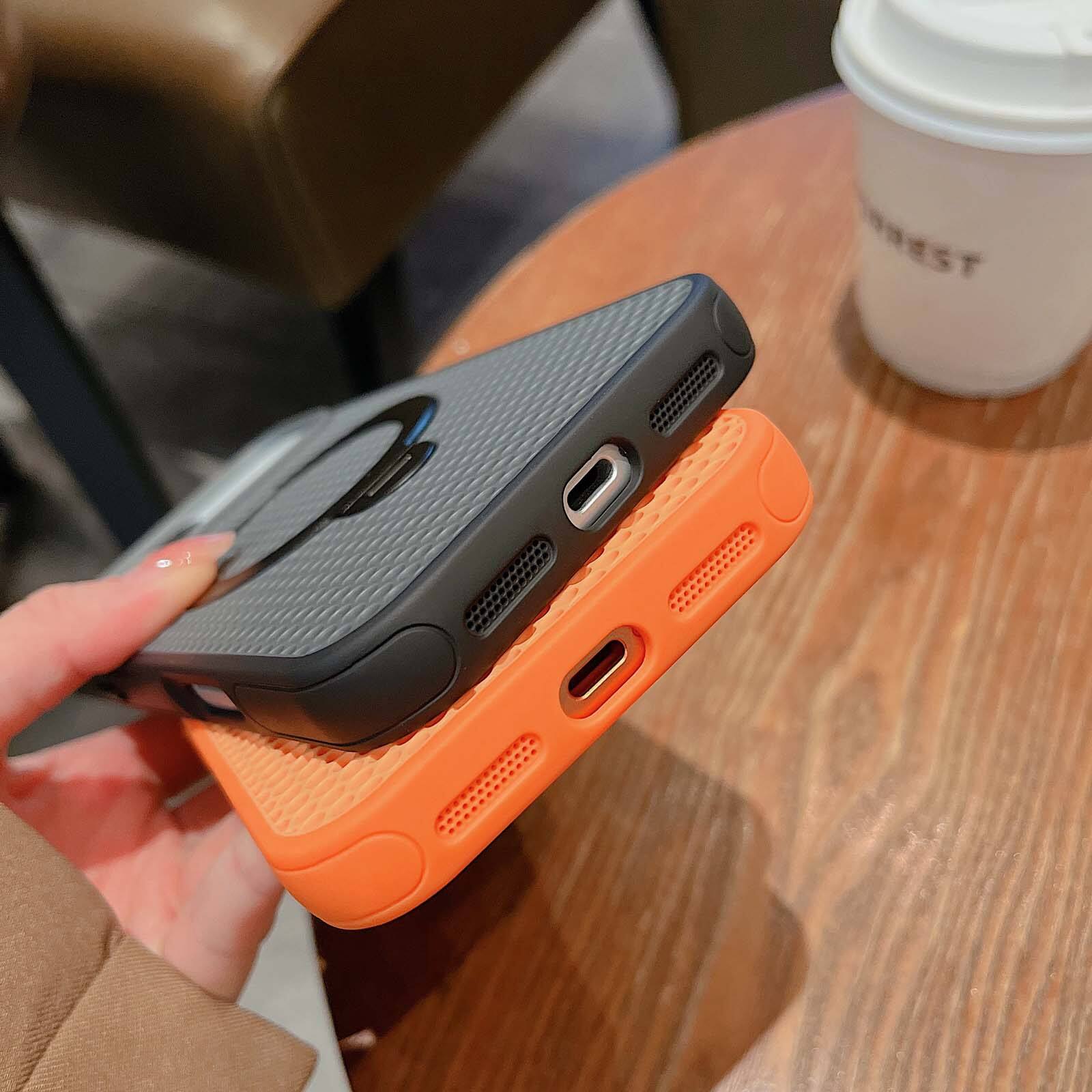 Back. Dteck - Magnetic Case for Apple iPhone 17 Pro Max with Integrated Ring Stand, Cooling Shockproof Slim Rugged Protective Cover - Darkblue.