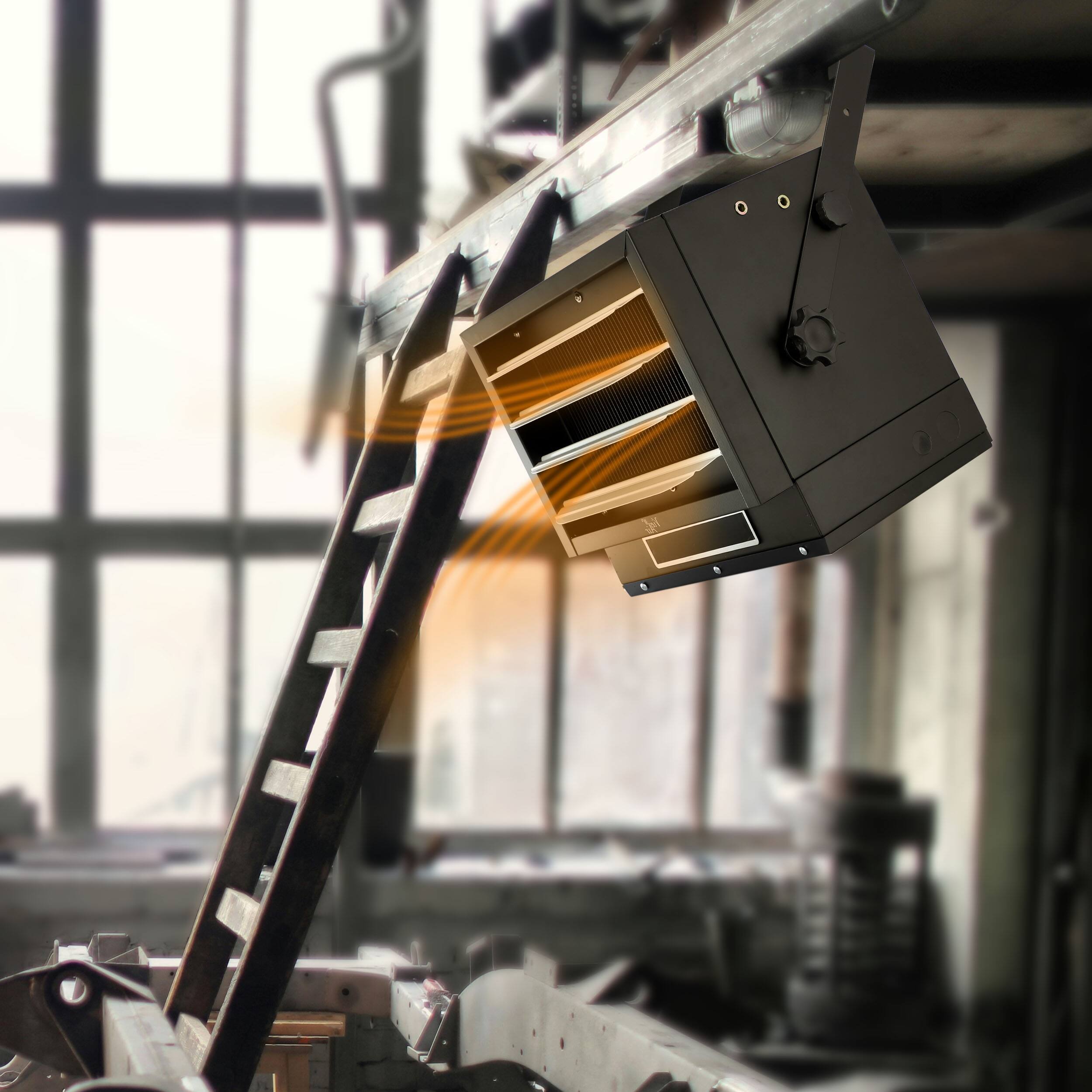 Alt View 8. VieAir - Vie Air 7500W Portable Hard-Wire Installation Garage Heater With Remote and Vertical and Horizontal Air Flow in Black - Black.