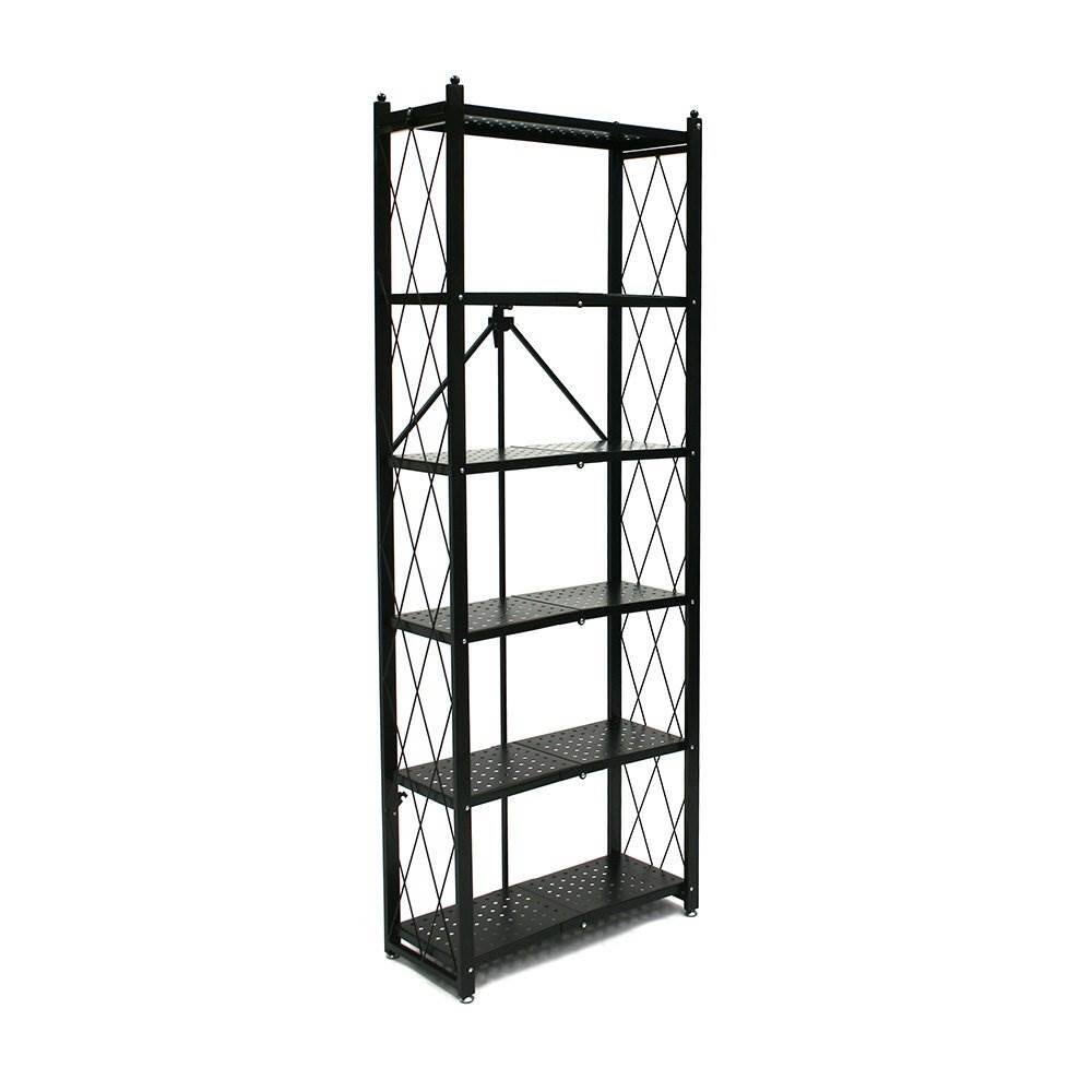 Alt View 8. Origami - Origami 6 Shelf Bookcase Open Organizer Freestanding Living Room Shelves, Black - Black.