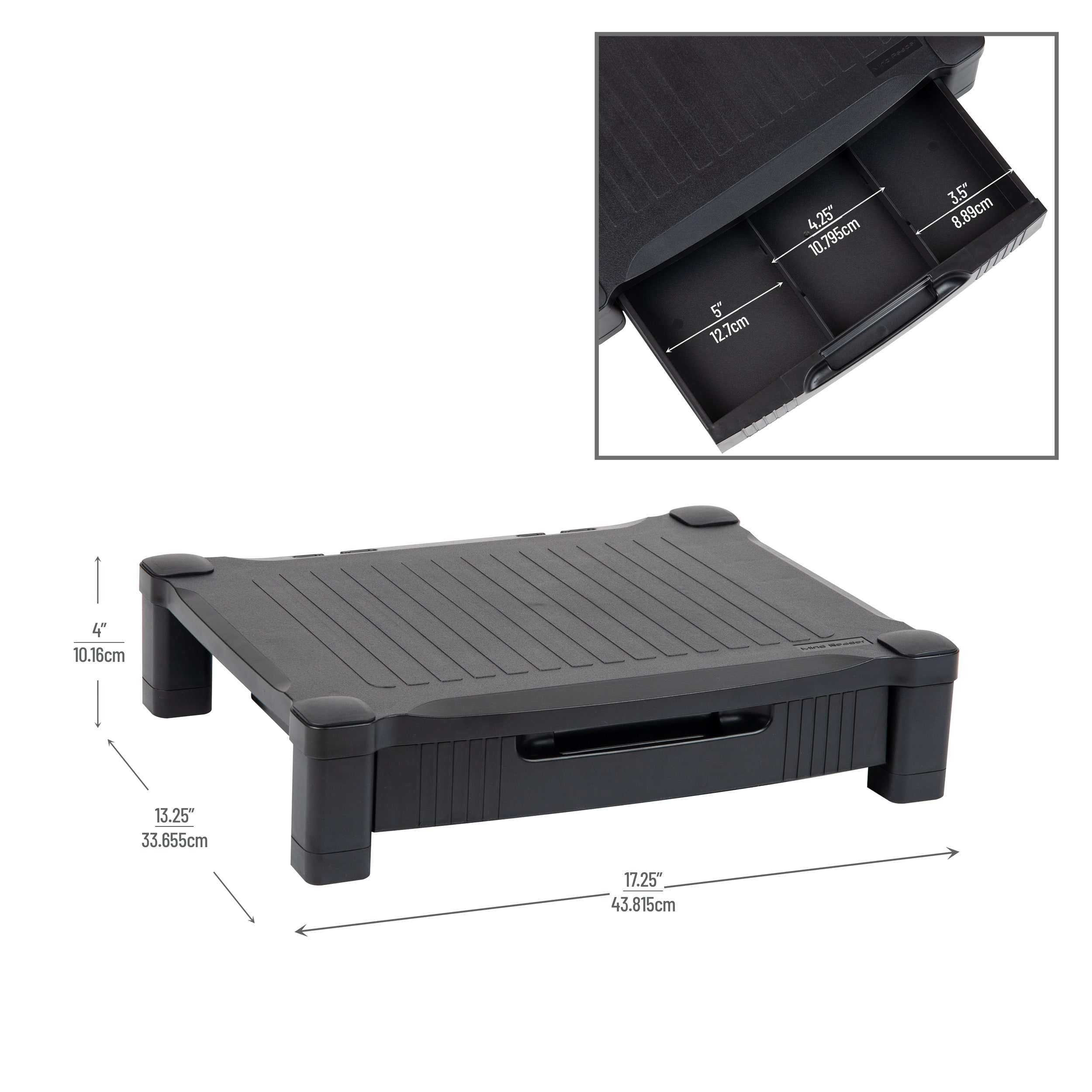 Alt View 12. Mind Reader - Monitor Stand, Storage Drawer, Desktop Organizer, Laptop Riser, Office, 17.25"L x 13.25"W x 4"H - Black.