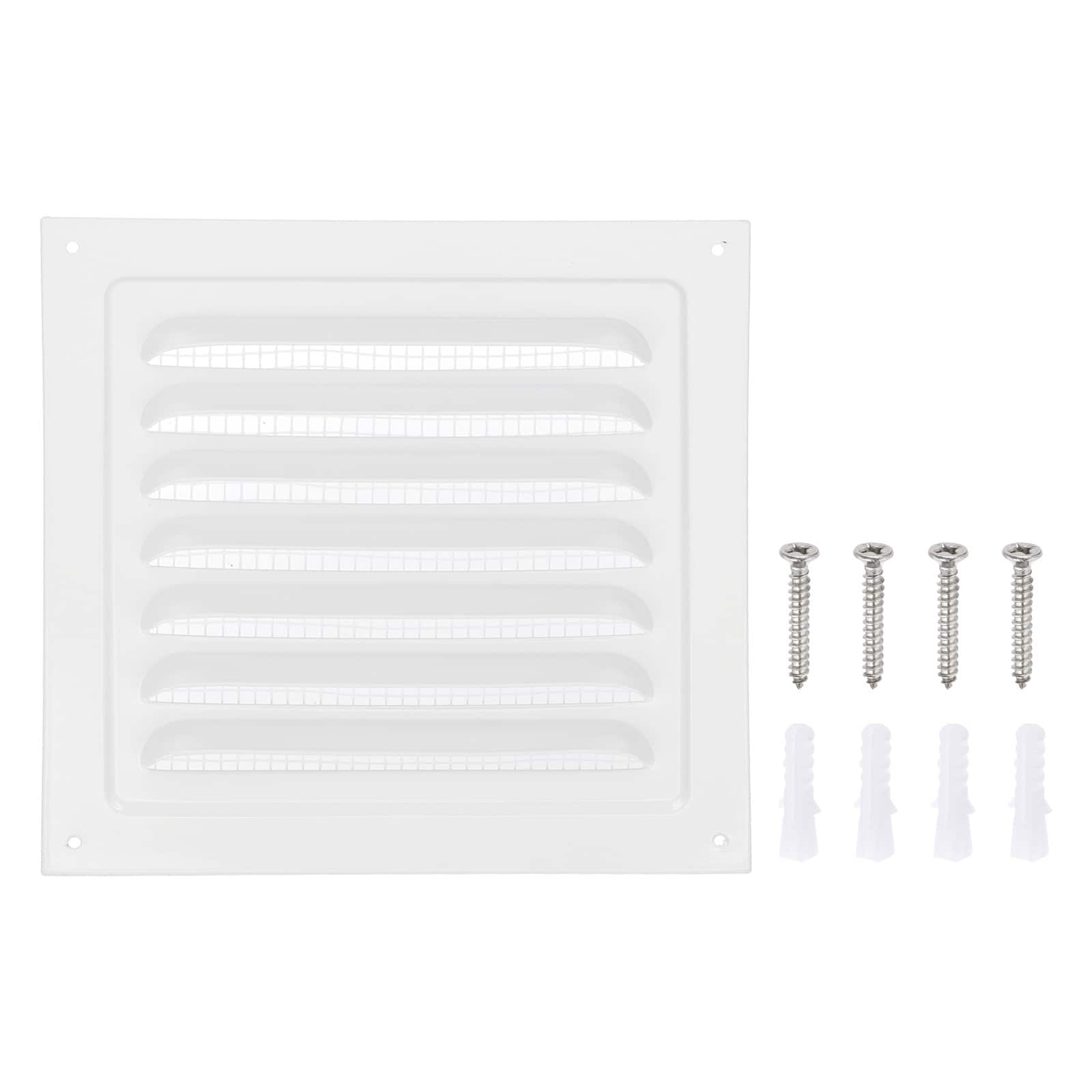 Unique Bargains - 7"x7" Attic Soffit Vent, 1pc Aluminum Alloy HVAC Air Vent Cover with Screen Mesh and Screw for Wall Ceiling Attic - White