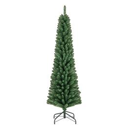 WELLFOR - 6ft Unlit Artificial Christmas Tree, Slim Pencil Hinged Xmas Tree with 392 Branch Tips for Home Holiday Decoration - Green