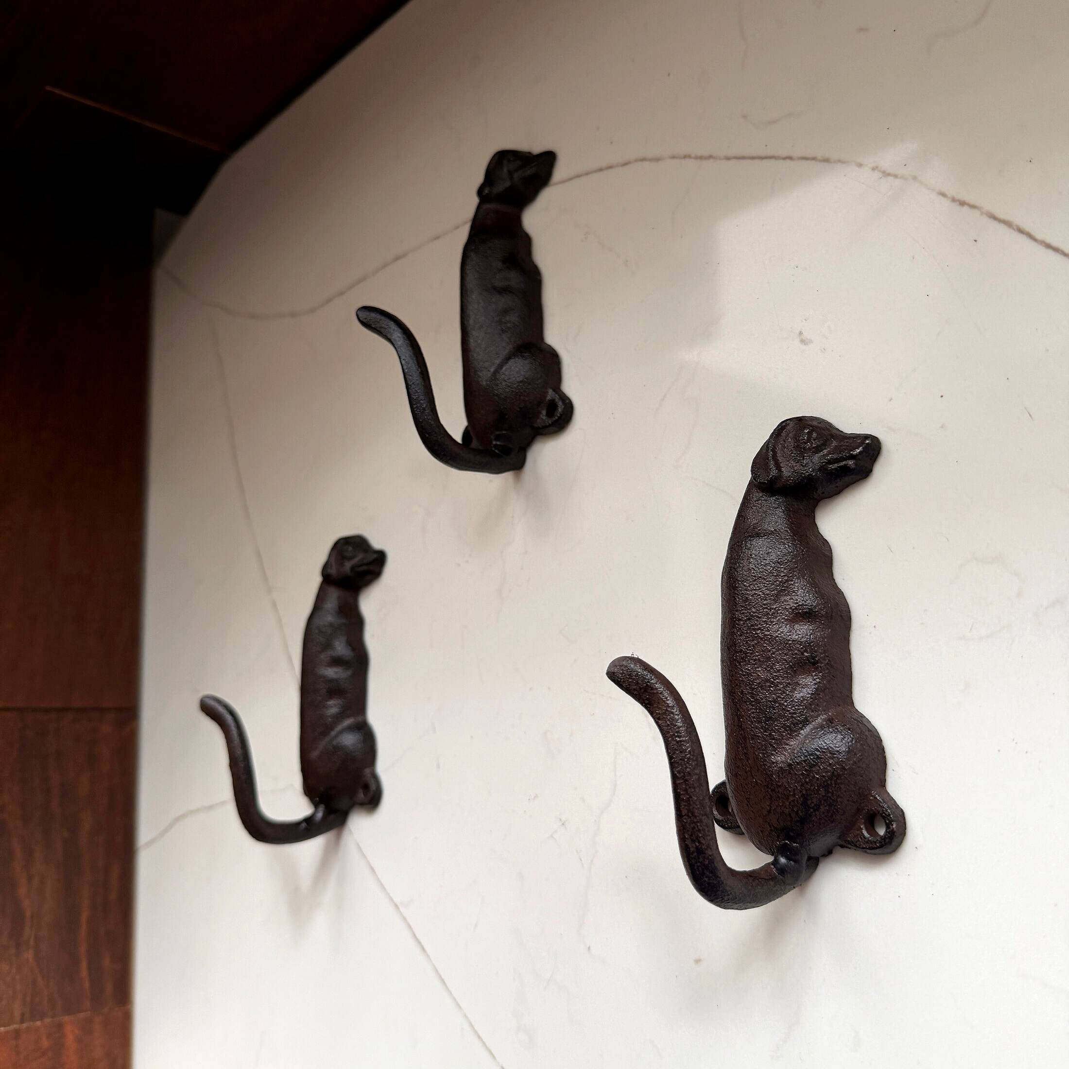 Alt View 3. Things2Die4 - Set of 3 Dog Wall Hooks Rustic Brown Cast Iron 4.5 in Decorative Hooks - Brown.