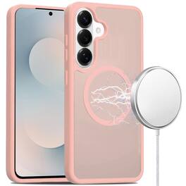 Kitcheniva - Smooth Translucent Magnetic Circle Case With Tempered Glass For Samsung S26 Plus - Light Pink