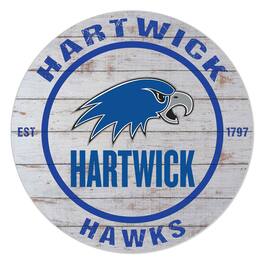 Jardine - Hartwick College Hawks 20" Indoor/Outdoor Weathered Circle Sign - White