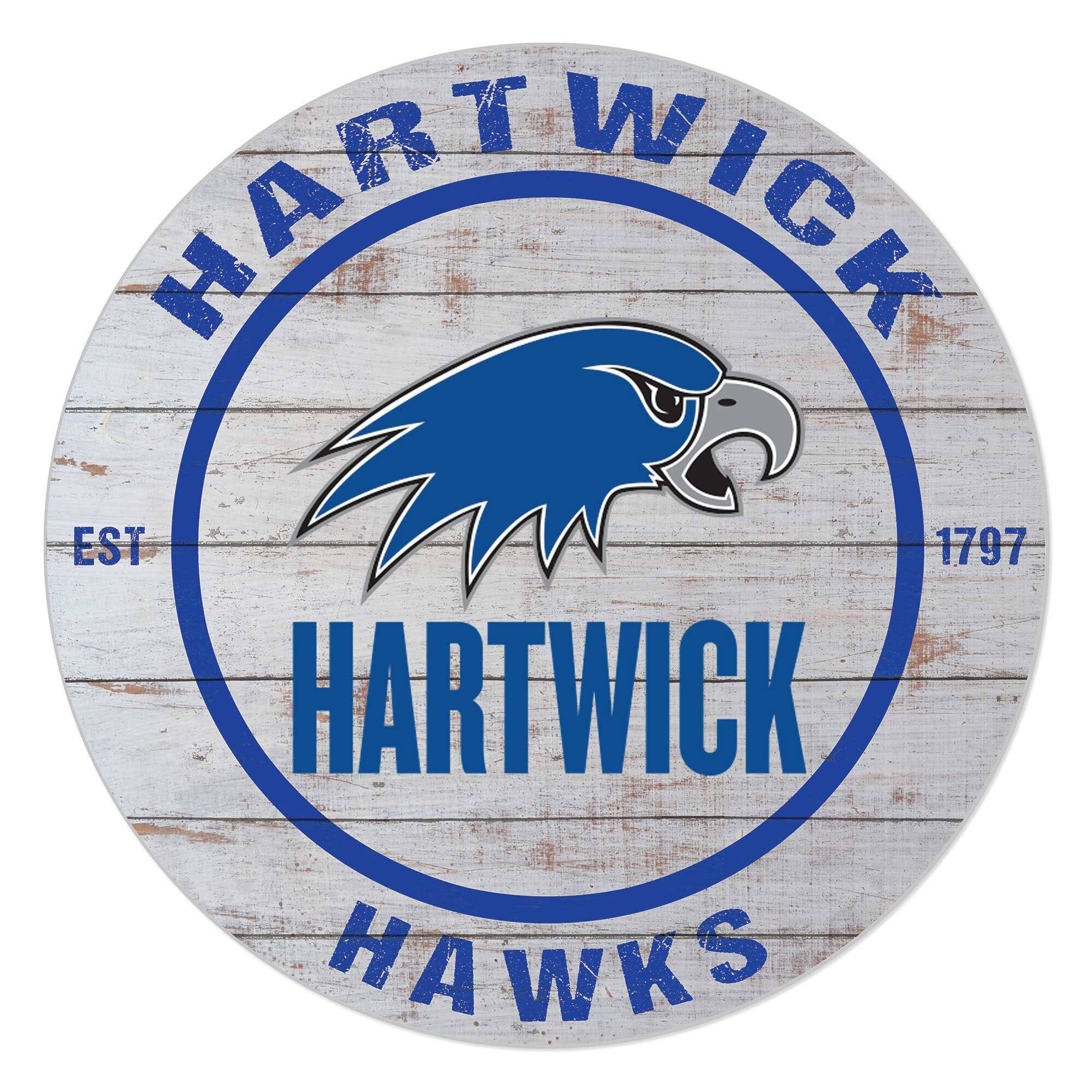 Hartwick College Hawks 20" Indoor/Outdoor Weathered Circle Sign