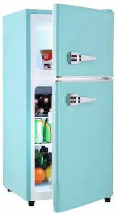 Loheer - Retro 2.8 Cu. Ft. 2-Door Mini Fridge with Separate Freezer & LED Light - Green
