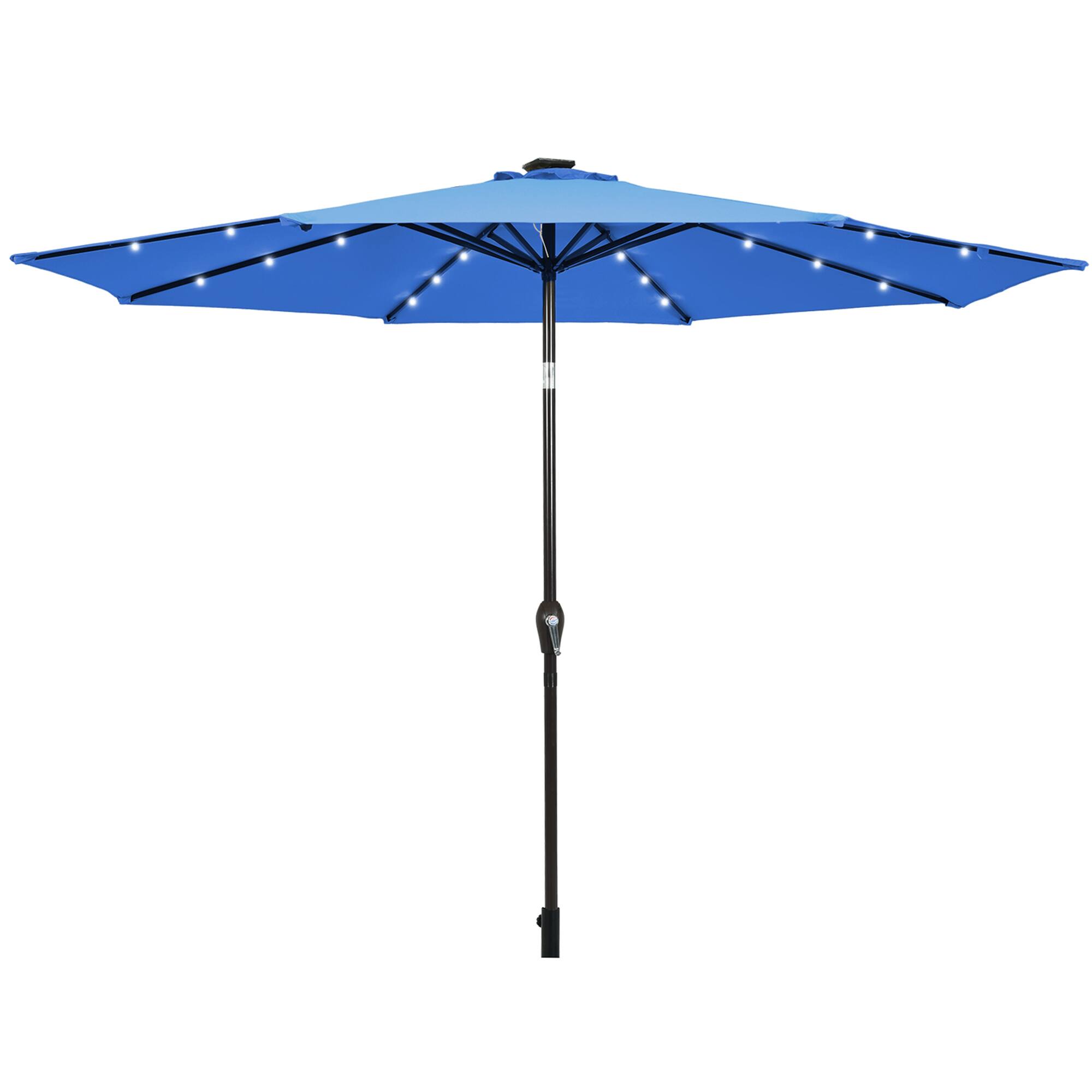 Alt View 3. Gymax - Gymax 10 ft Patio Table Market Umbrella Yard Outdoor w/ Solar LED Lights Blue - Blue.