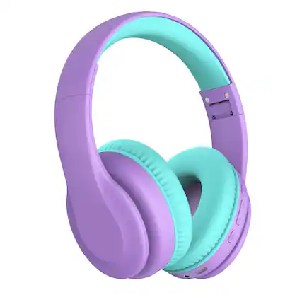 Front. GlowWise - Safe for Kids' 85/94dB sound limit. 60H battery, BT 5.3 & lightweight build. Over-ear wireless headphones with mic. - Purple.