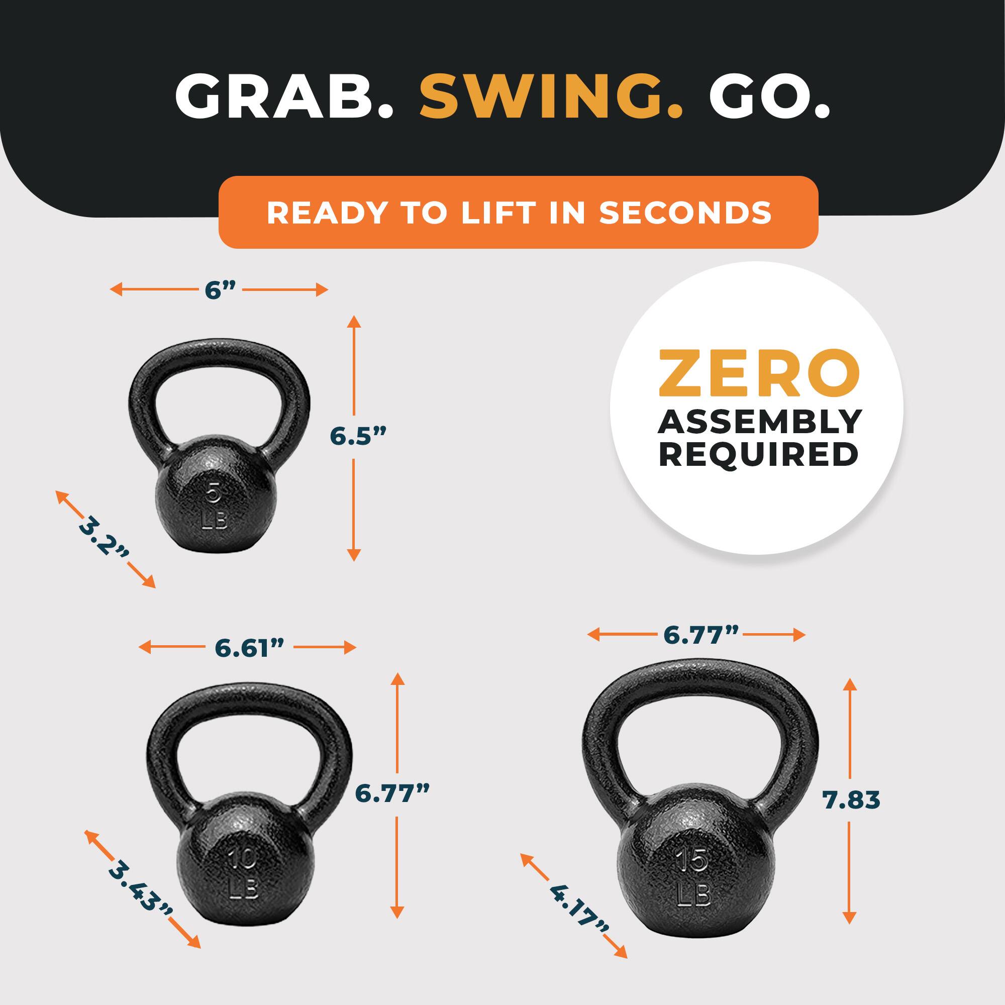 BalanceFrom Fitness BalanceFrom Cast Iron Kettlebell Set for Home Gym ...
