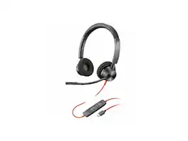 HP - Poly Blackwire 3320 Stereo USB-C Headset w/ Adapter - Teams Certified - Red