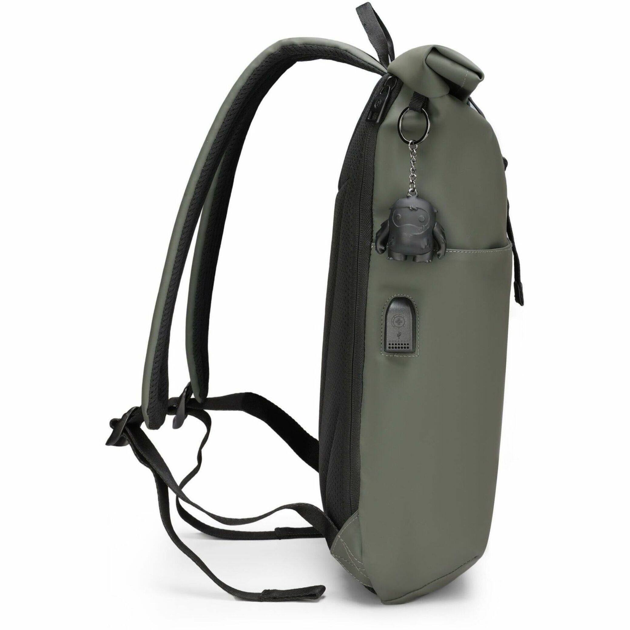 Alt View 13. Swissdigital Design - LAMONE Rolltop TSA-Friendly Water-Resistant Backpack With USB Charging Port RFID Protection and Fits Up to 16″ Laptop - Dark Green.