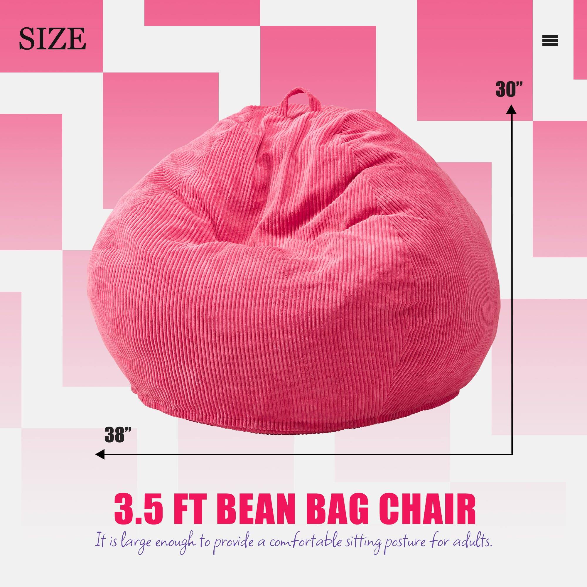 **SIZE**

- 30"
- 38"

**3.5 FT BEAN BAG CHAIR**

It is large enough to provide a comfortable sitting posture for adults.