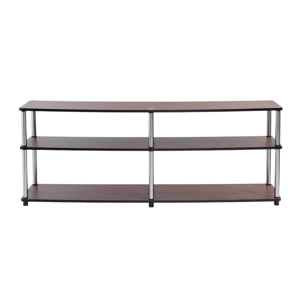 Alt View 3. FurniFact - Cherry 3-tier TV stand, sturdy particle board construction, stainless steel - Brown.