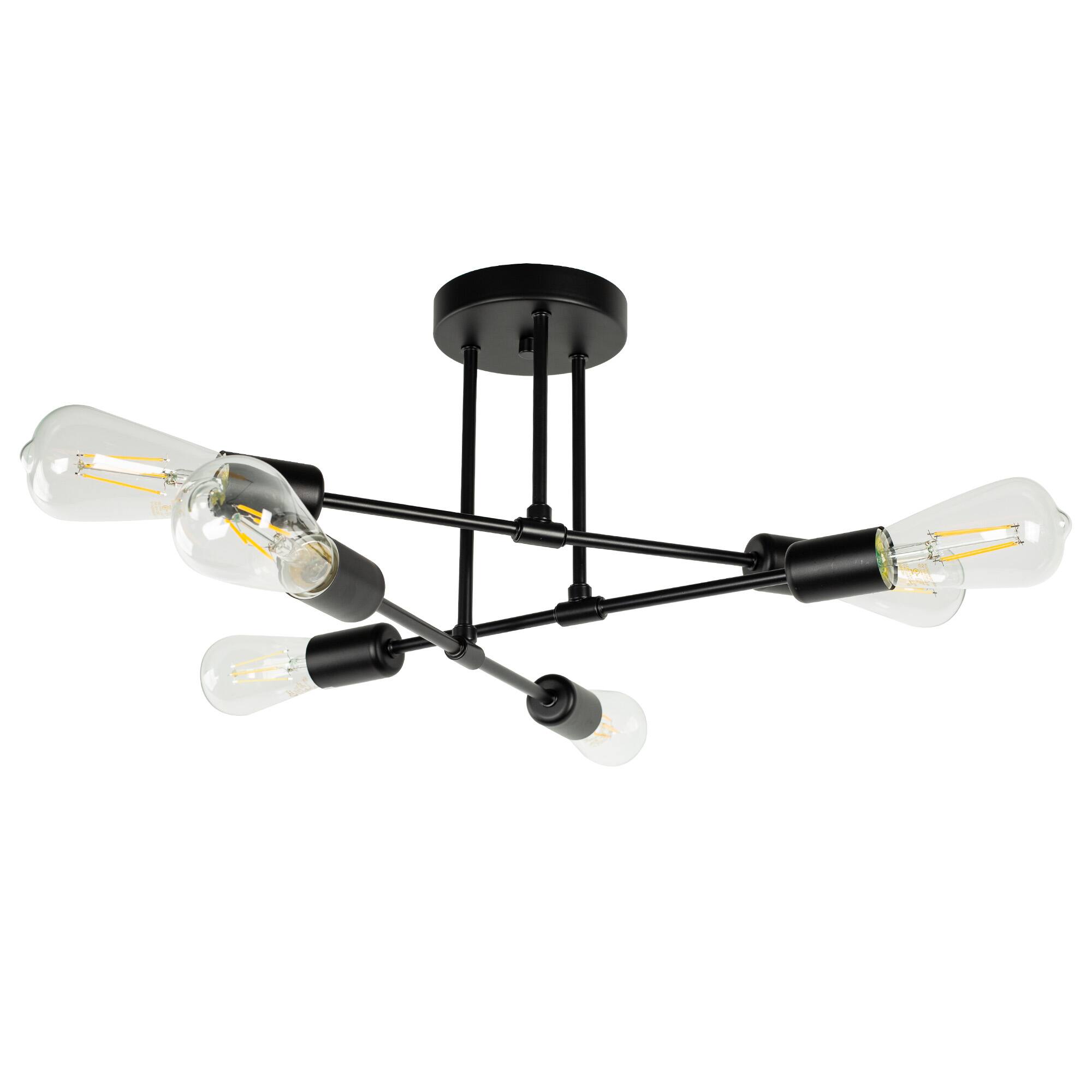 Alt View 3. Jandcase - JANDCASE 6-Light Black Branch Semi-Flush Mount Ceiling Light,E26 Socket, Non-Integrated Bulbs, for Living Room - Black.