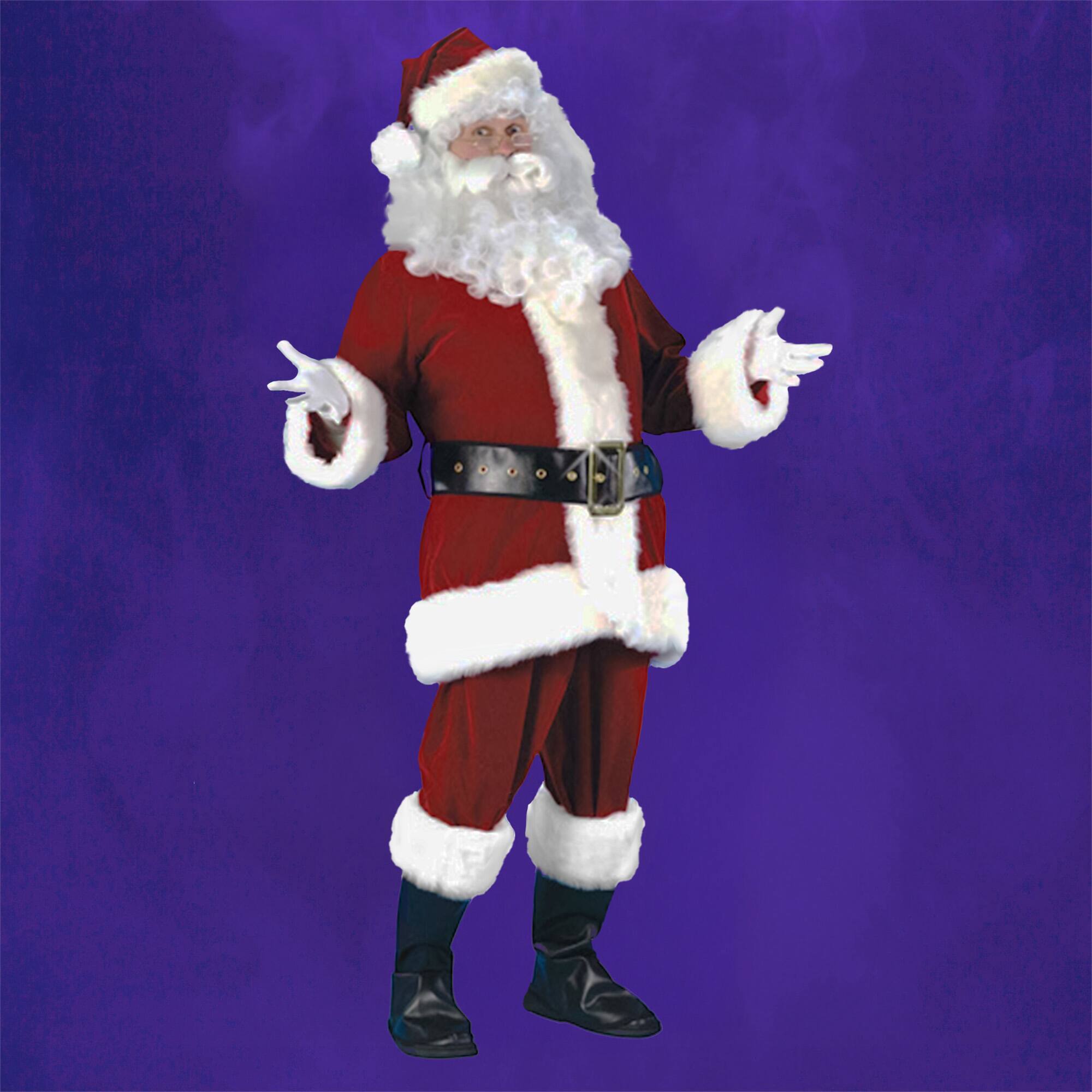Alt View 2. Fun World - Red and White Plush Velour Santa Claus Adult Christmas Costume Suit - Plus Size - Red.