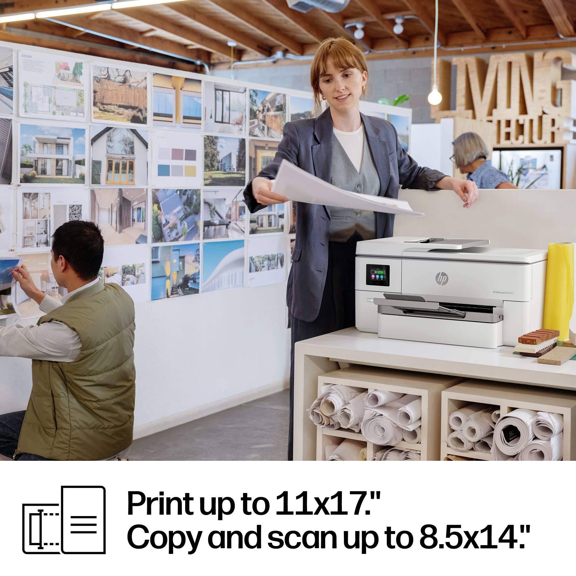 Print up to 11x17".  
Copy and scan up to 8.5x14".