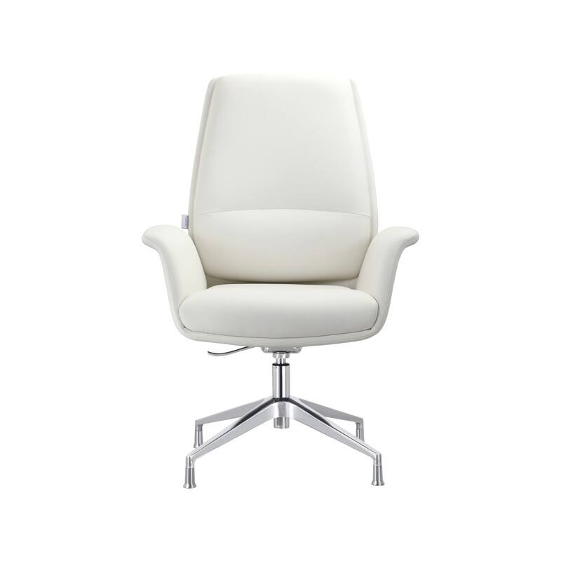 Back. LeisureMod - Summit Ergonomic Office Chair with Faux Leather, Adjustable Height & Swivel for Home or Work - White.