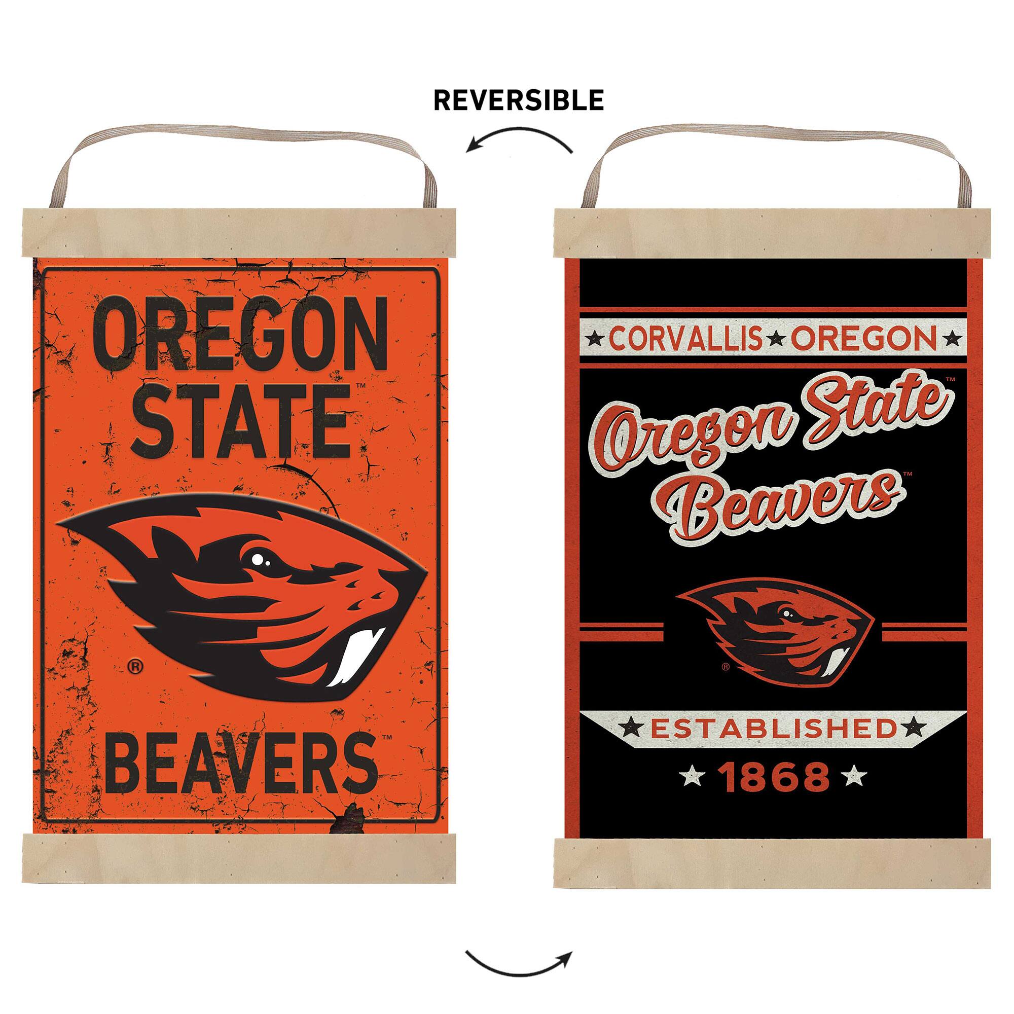REVERSIBLE  
OREGON STATE  
CORVALLIS OREGON  
Oregon State Beavers  
BEAVERS  
ESTABLISHED 1868