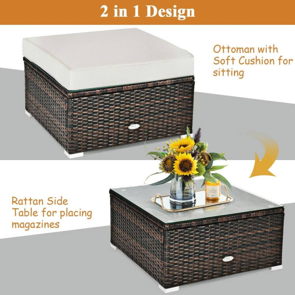 2 in 1 Design

Ottoman with Soft Cushion for sitting

Rattan Side Table for placing magazines