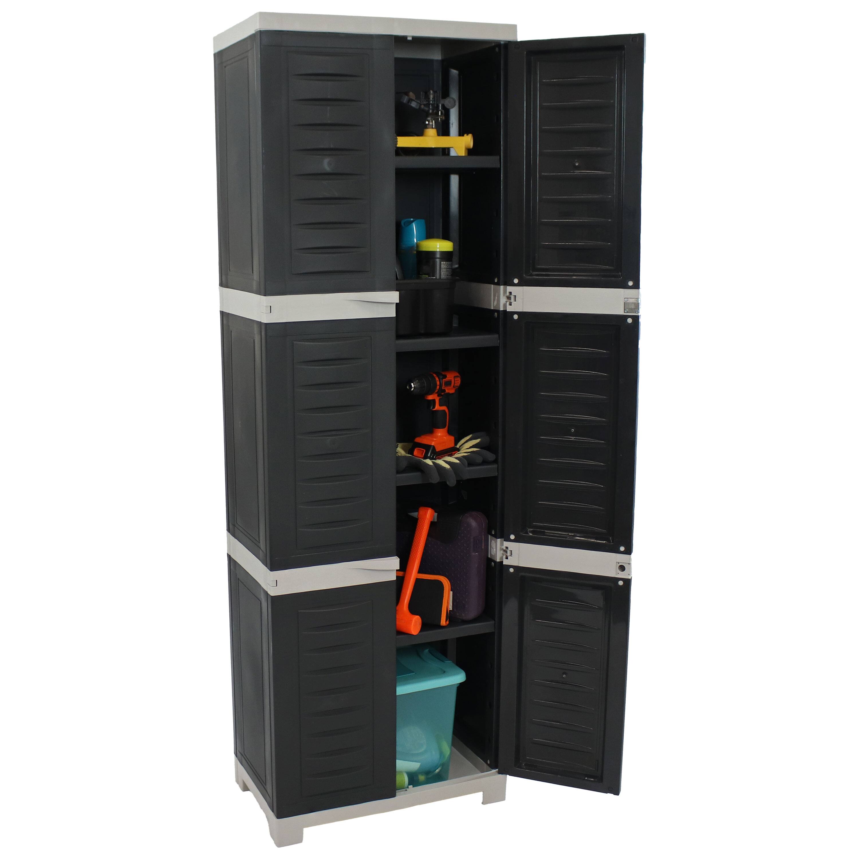Alt View 5. Sunnydaze - Lockable Storage Cabinet with 4 Adjustable Shelves 72" - Charcoal.