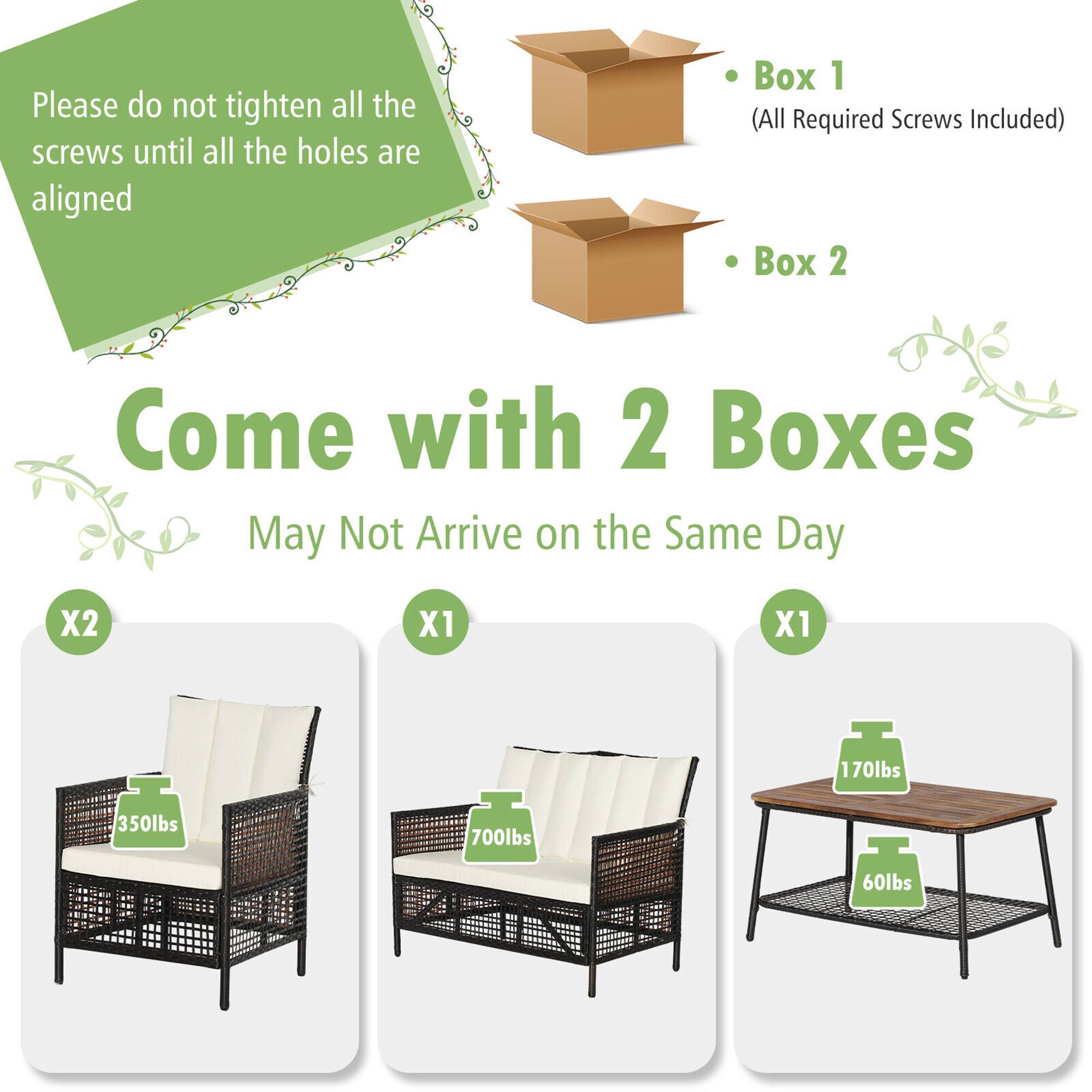 Please do not tighten all the screws until all the holes are aligned
Box 1 (All Required Screws Included)
Box 2
Come with 2 Boxes
May Not Arrive on the Same Day
X2 350lbs
X1 700lbs
X1 170lbs 60lbs