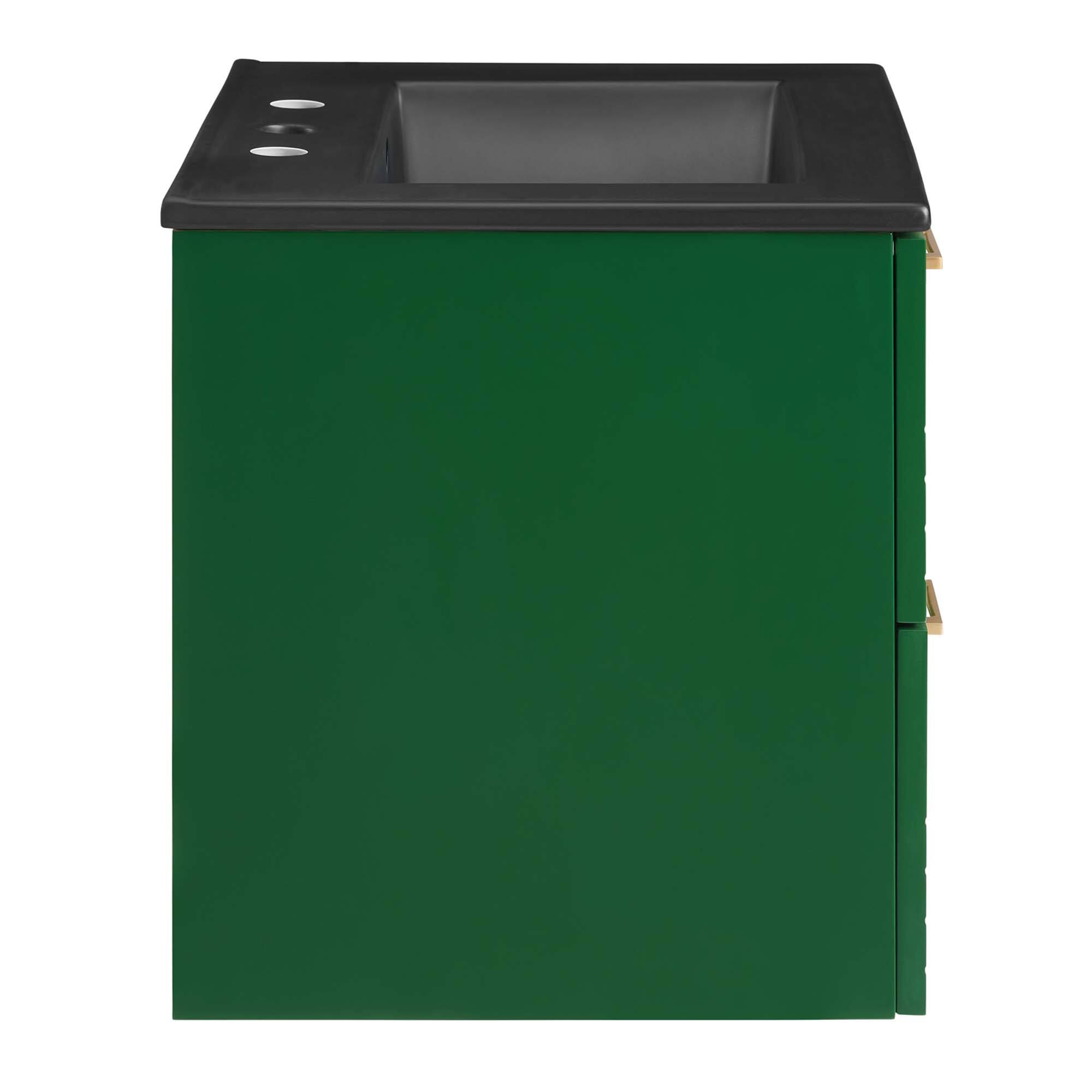 Alt View 2. Modway - Daybreak Wall-Mount Bathroom Vanity Basin Included by Modway - Green Black.
