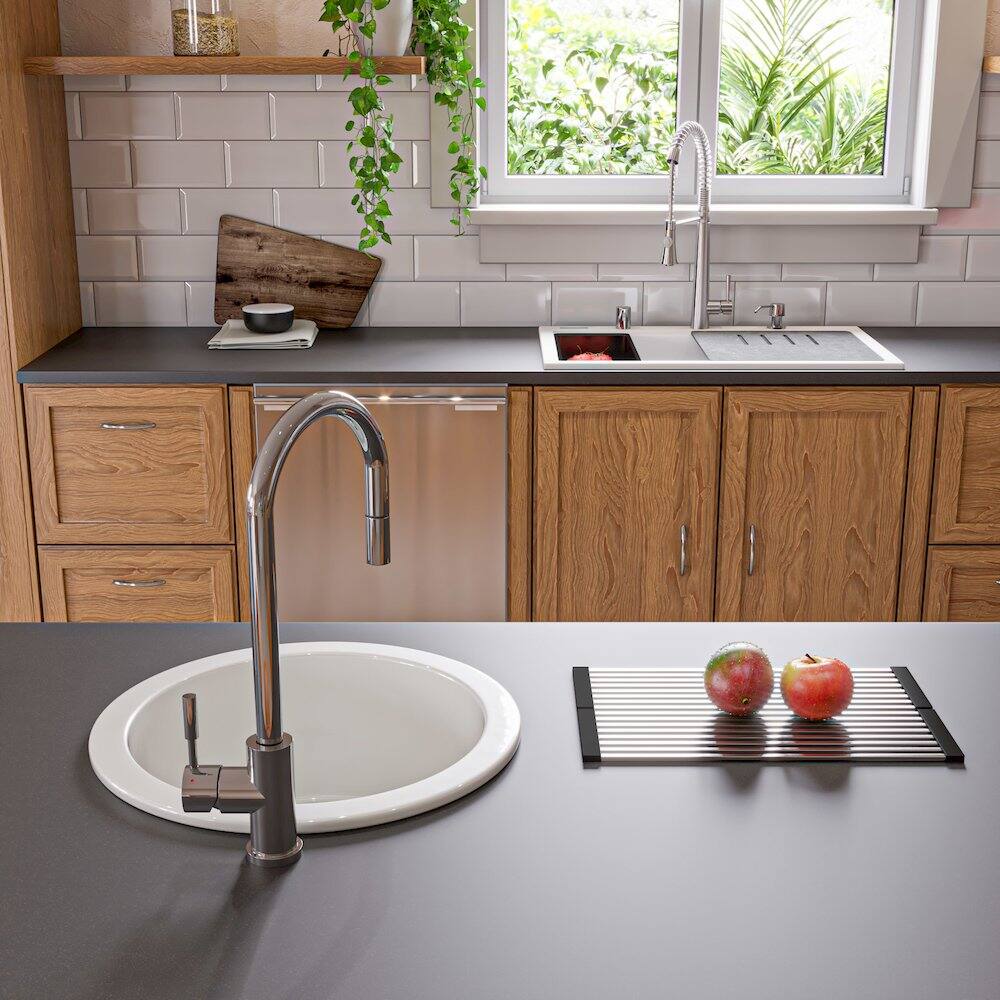 Alt View 3. Alfi - ALFI brand White 33 Granite Composite Workstation Step Rim Single Bowl Drop In Sink - White.