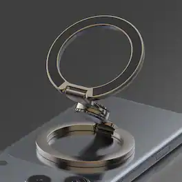Dteck - Double Sided Magnetic Phone Grip Ring Holder for Apple iPhone, Foldable Zinc Alloy Stand with Fun Gyro Spinner Function - Gun