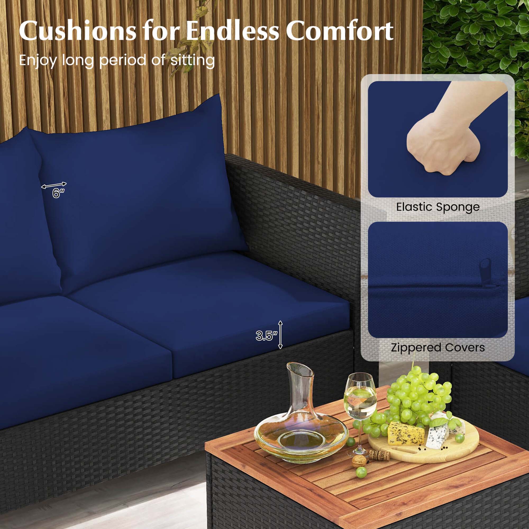Cushions for Endless Comfort: Enjoy a long period of sitting with these cushions. They come with Elastic Sponge covers that are 3.5" in size and have a zippered design.