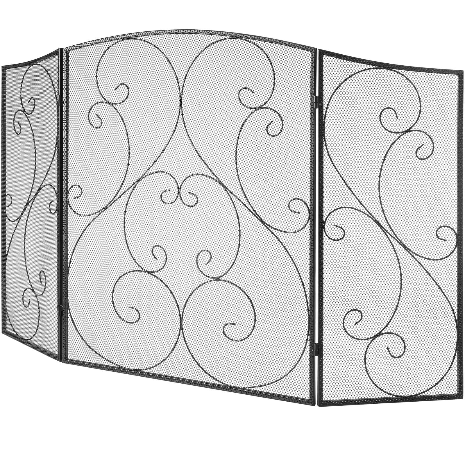 Alt View 5. VEVOR - Fireplace Screen 3 Panel, Sturdy Iron Mesh Fireplace Screen, 48"(L) x30.2"(H) Spark Guard Cover, No Assembly Required - Black.