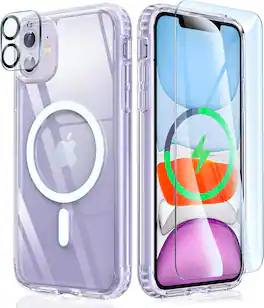 Entronix - iPhone 11 Bundle - Magnetic Case, Screen Protector & Camera Lens Protectors - Clear
