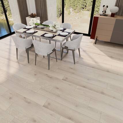Front. Dotfloor - Superoak SEKET Laminate Flooring - 48"x7.7" Planks, 8 Planks/Box (20.56 sq ft/Box), 12mm Thick, AC4 Wear Rating - Riftwood Knot.