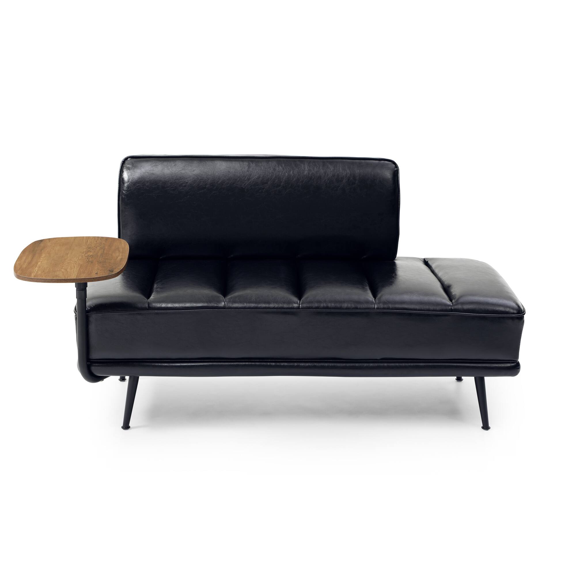 Angle. GOODSILO - Modern Upholstered Bench with Swivel Tray and Side Table for Bedroom and Living Room - Black.
