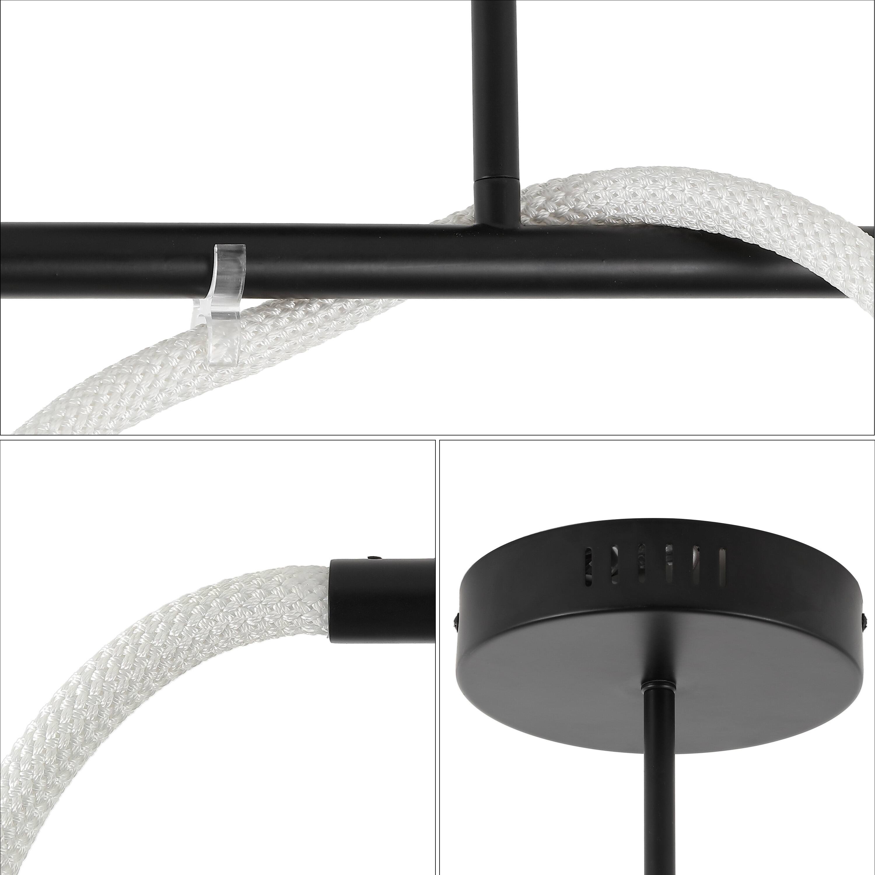 Alt View 4. Jonathan Y - Alessio 48" Contemporary Minimalist 360 Adjustable Silicone Neon Rope Dimmable Linear Integrated LED Flush Mount, Black - Black.