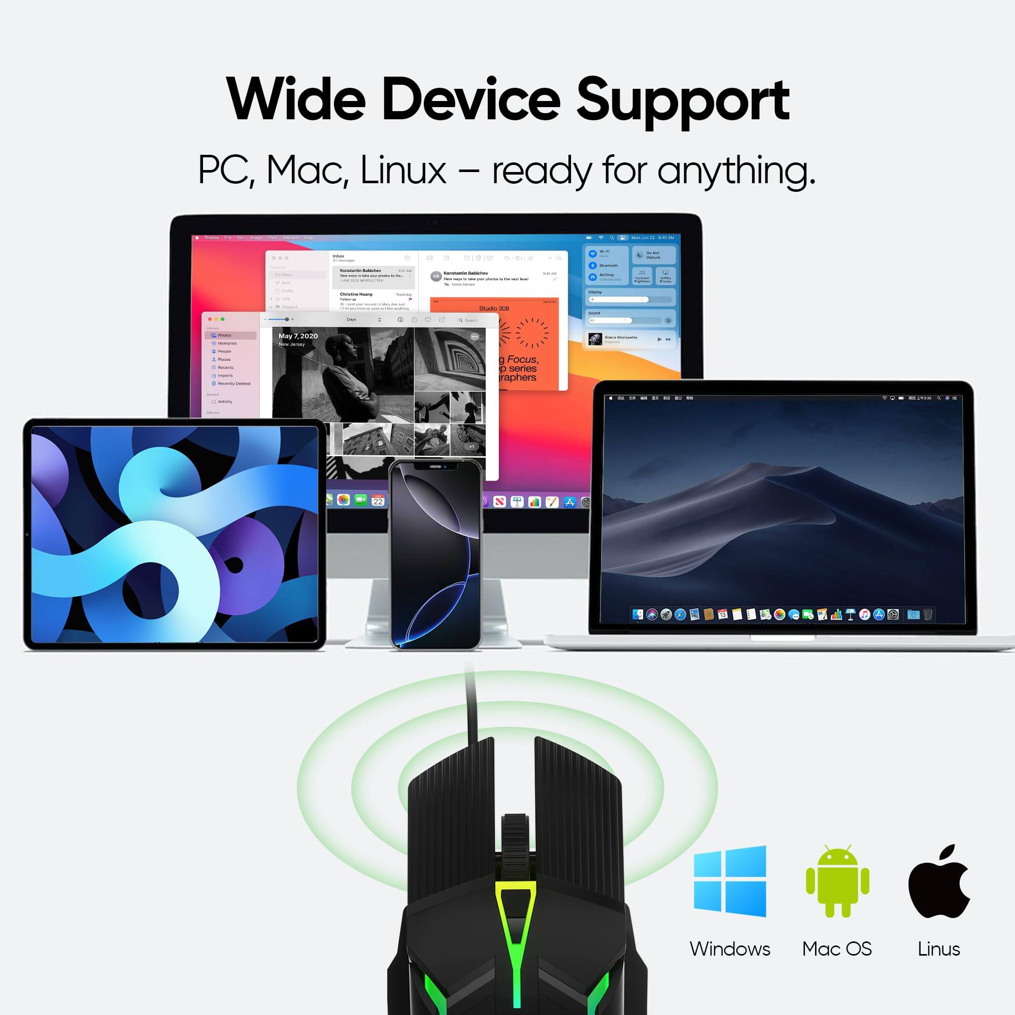 Wide Device Support  
PC, Mac, Linux – ready for anything.  

Focus, stories, zaphers 15 + A 4  

Windows Mac OS Linux