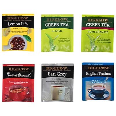 BIGELOW Lemon Lift BLACK TEA  
BIGELOW GREEN TEA CLASSIC  
BIGELOW GREEN TEA POMEGRANATE  
BIGELOW Constant Comment  
BIGELOW Earl Grey BLACK TEA  
BIGELOW English Teatime