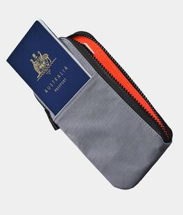 ALPAKA - Zip Travel Wallet - RFID Passport Holder, Self Locking Zipper Wear,3 passport pockets and 2 Card Slots - Grey Axoflux 210D