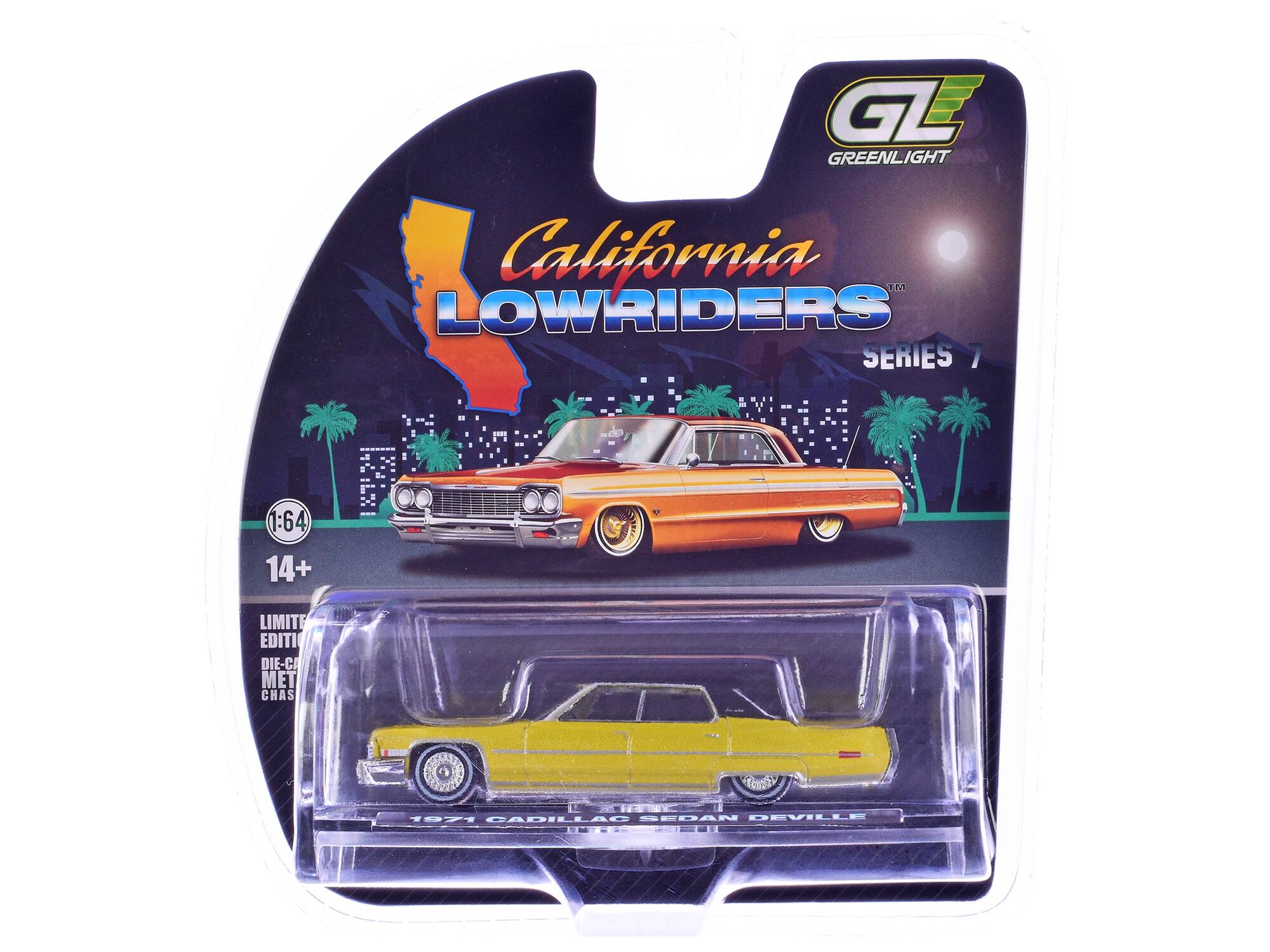 GL GREENLIGHT California LOWRIDERS SERIES 7 1:64 14+ LIMITE EDITI DIE-CAST MET CHAS MP TT 1571 CADILLAC SEDAN DEVILLE