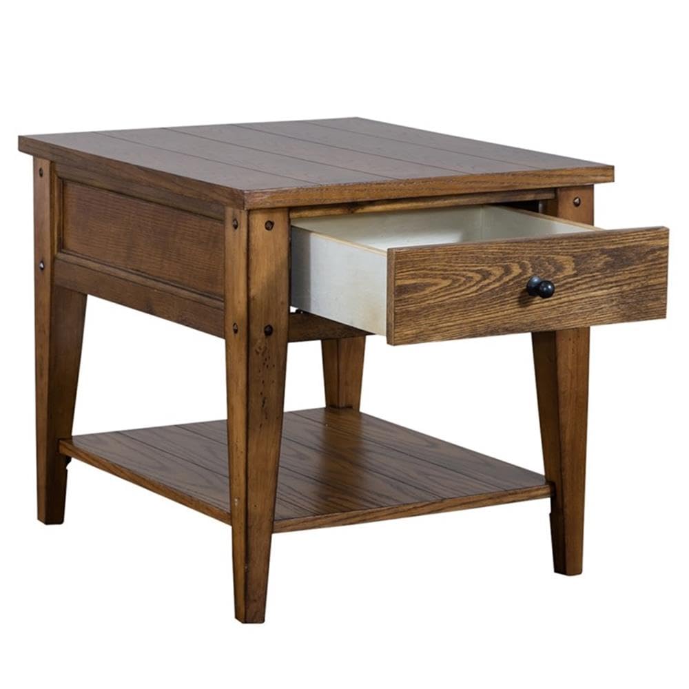 Alt View 4. Liberty Furniture Industries - Lake House End Table in Oak - Brown.