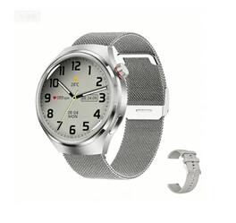 SKRAN - Round Screen Sports Smartwatch with Bluetooth Calling - Waterproof, Smartwatch with Voice Assistant -Mesh + Silicone - Silver - (2026)