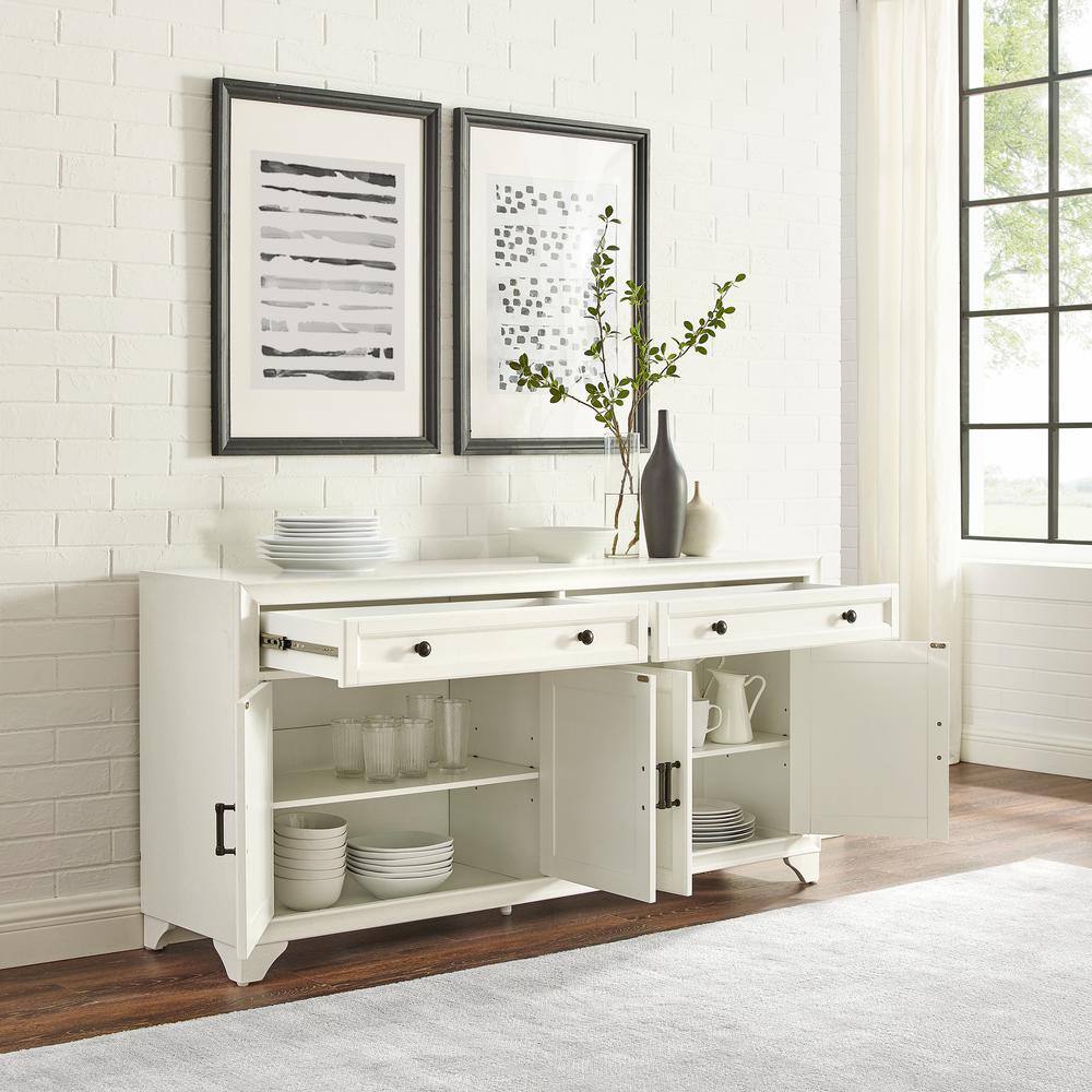 Alt View 6. Crosley Furniture - Tara Sideboard - Distressed White.