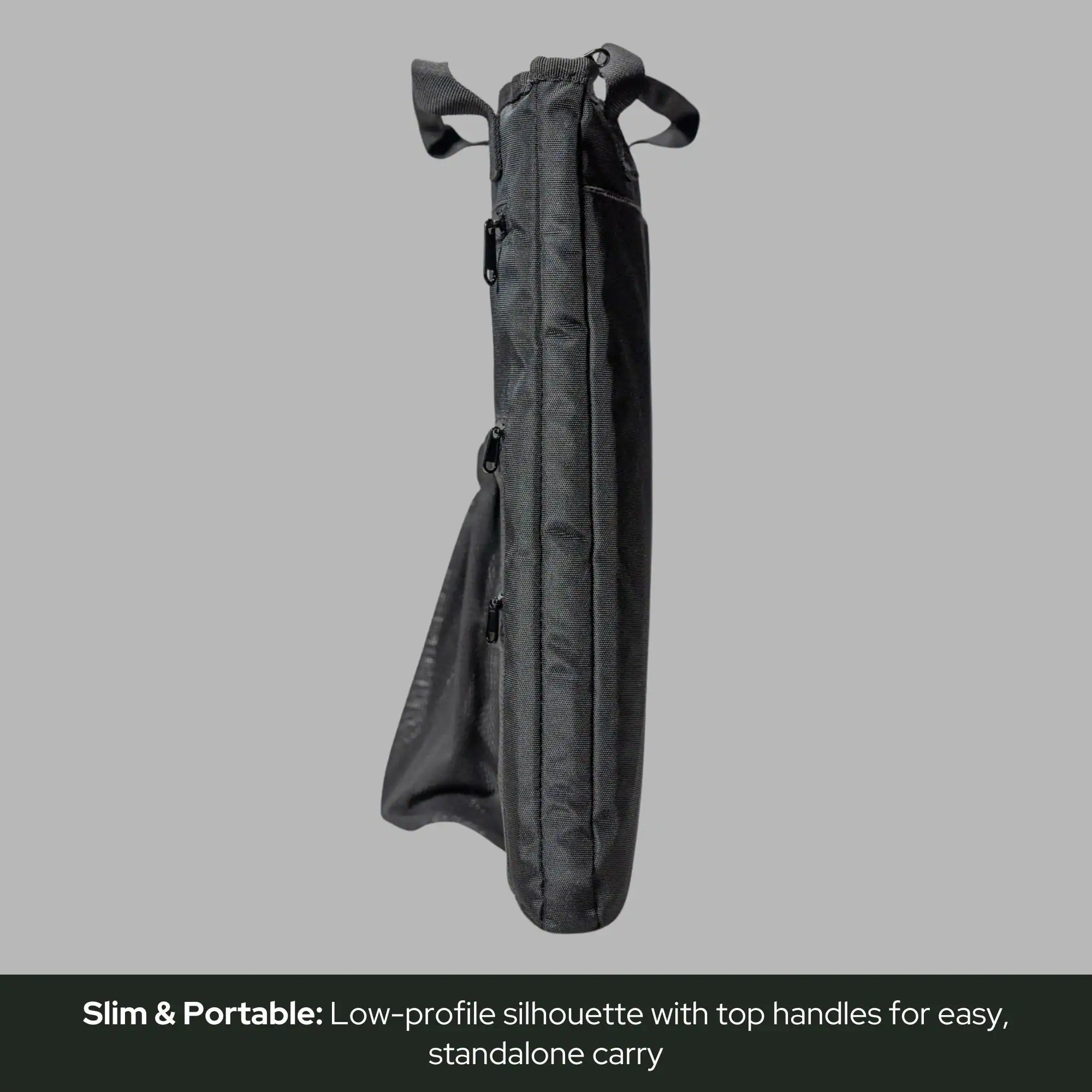 Slim & Portable: Low-profile silhouette with top handles for easy, standalone carry