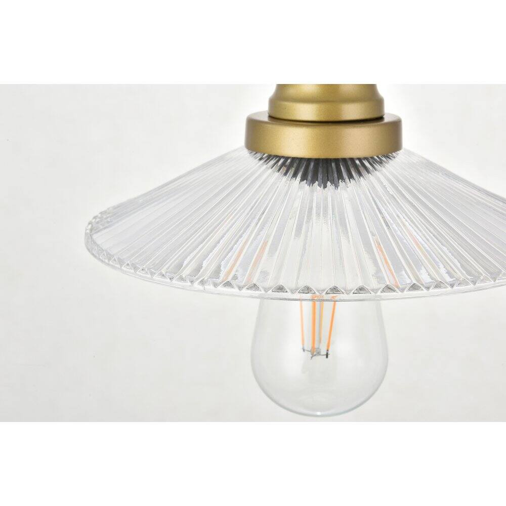 Alt View 2. Living District - Waltz 3 Light Brass Pendant - Brass And Clear.