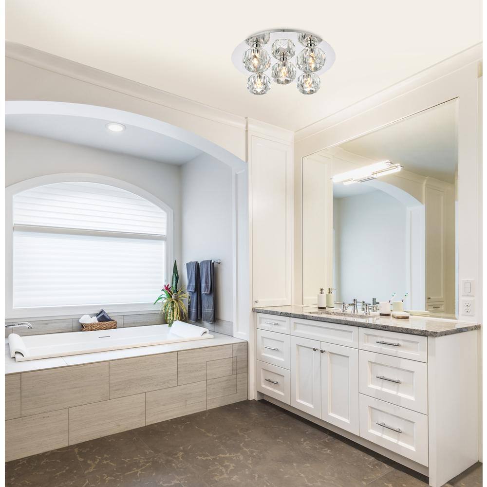 Angle. Elegant Lighting - Graham 5 Light Ceiling Lamp in Chrome - Chrome And Clear.