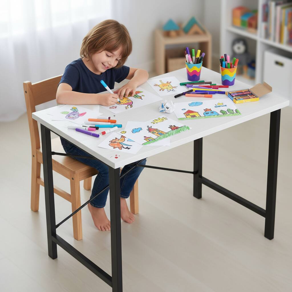 Back. AOITUN - 31-Inch White Small Computer Desk - Compact Desk and Chair Set for Home Office - White.