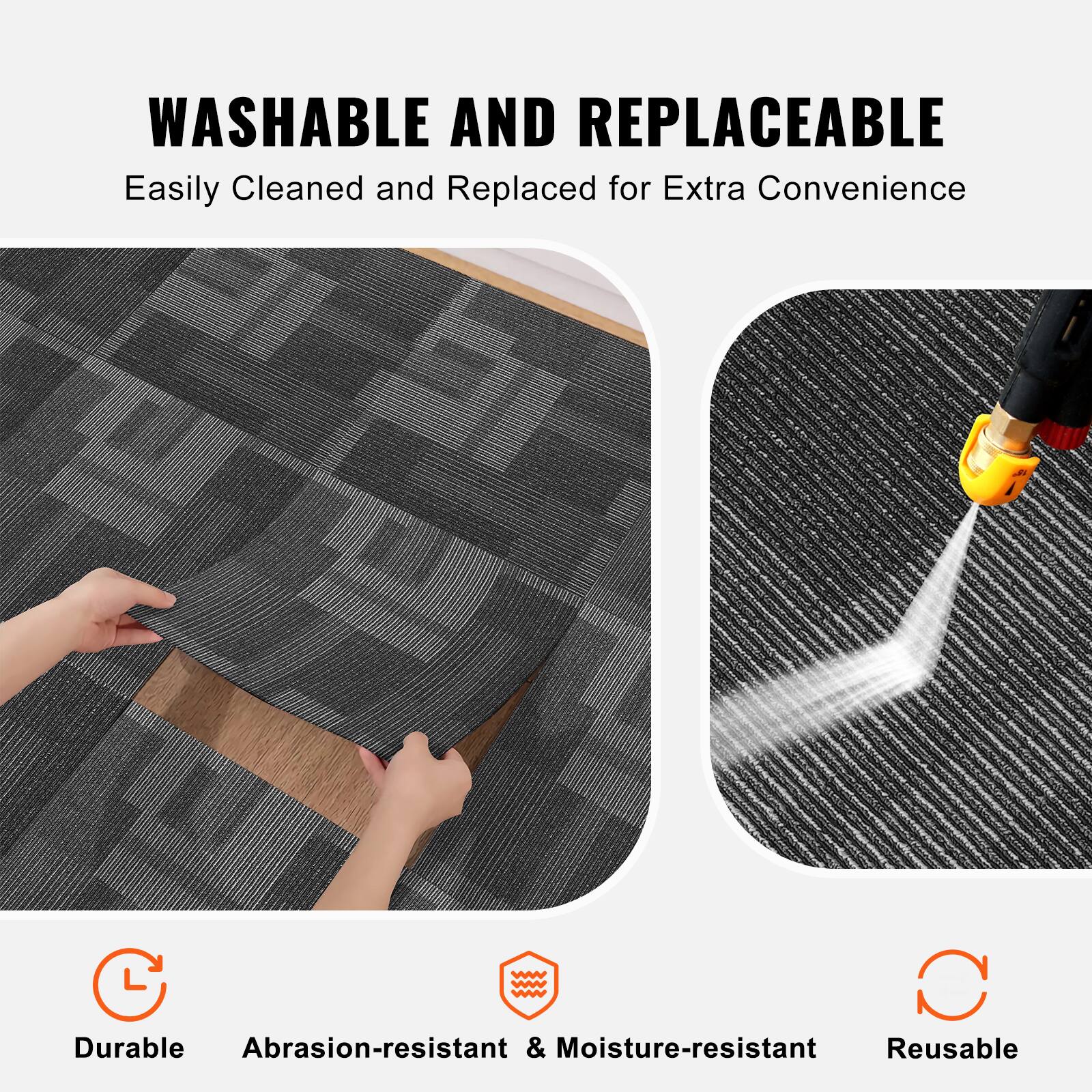 WASHABLE AND REPLACEABLE  
Easily Cleaned and Replaced for Extra Convenience  

- Durable  
- Abrasion-resistant & Moisture-resistant  
- Reusable