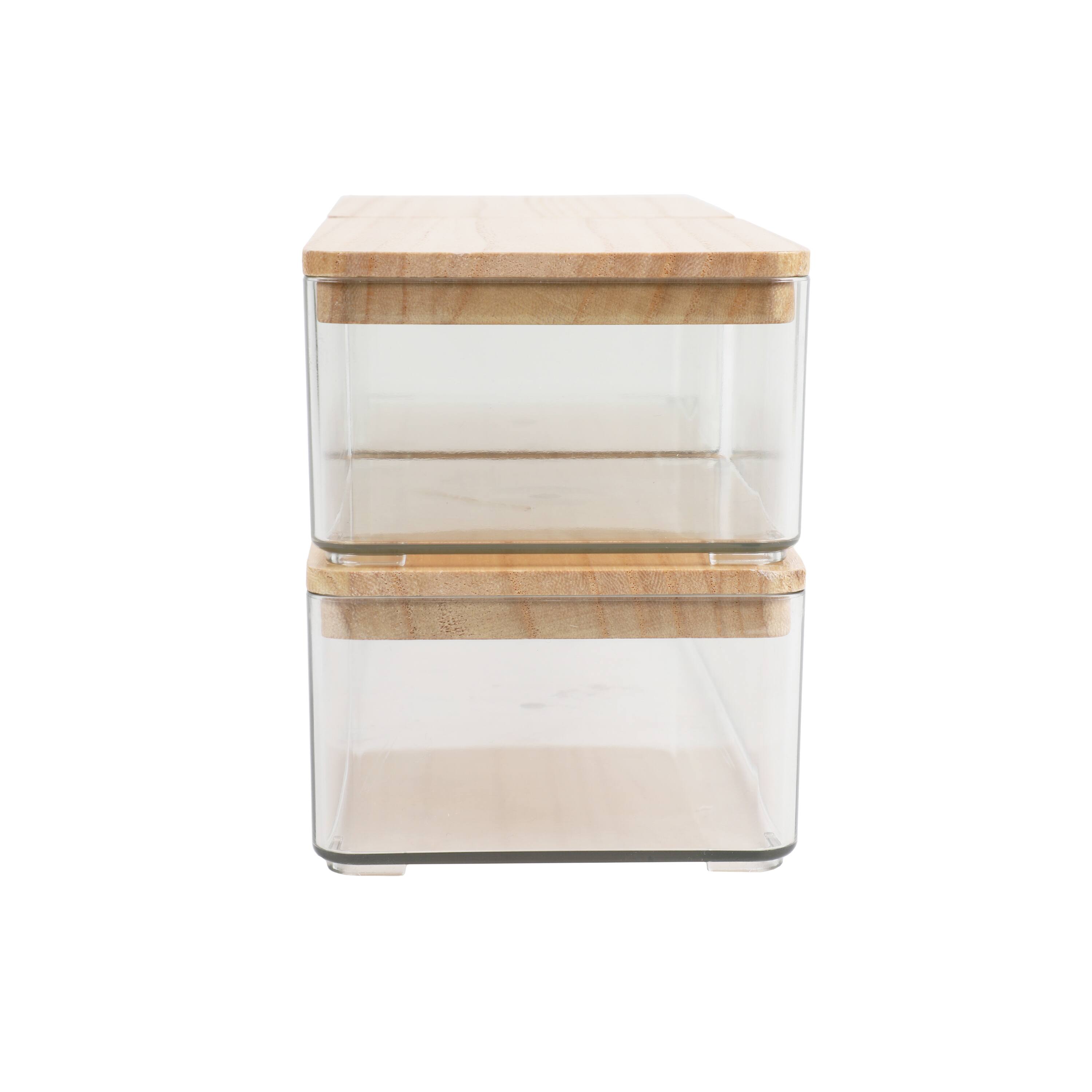 Alt View 16. Martha Stewart - Grady Premium Clear Plastic Storage Boxes - Clear/Light Natural Paulownia Top.